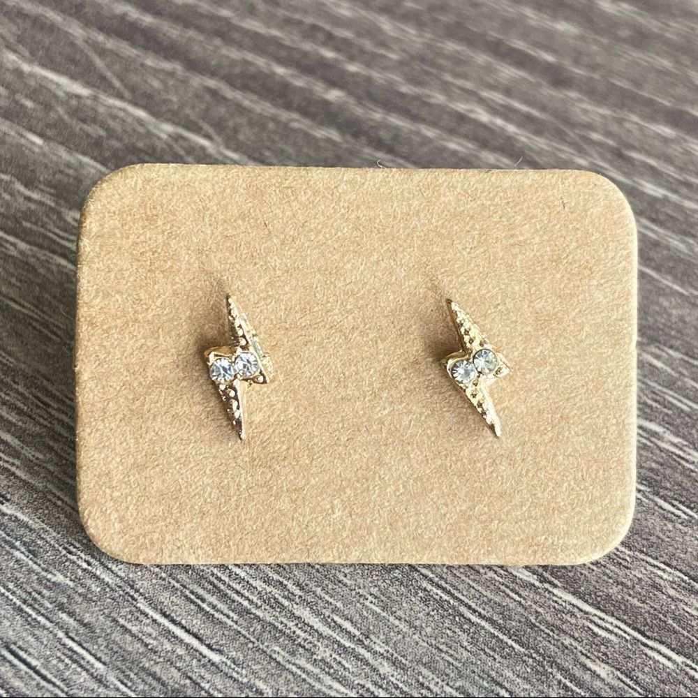 Tiny Lightning Bolt Stud Earrings Gold